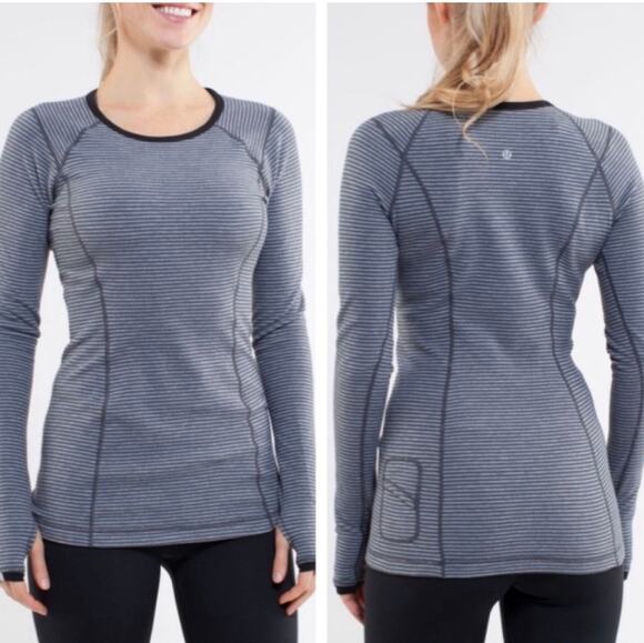 lululemon athletica Tops - Lululemon Run: Turn Around Long Sleeve In Deep Coal Mini Check Size 10
